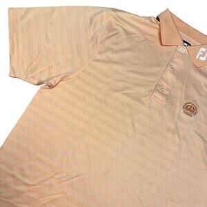 FootJoy Polo Shirt Mens Large Peach Striped Waialae Country Club Golf Logo